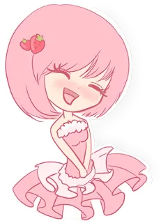 😄 cute, strawberry, girl, pink, kawaii, cartoon, anime telegram sticker