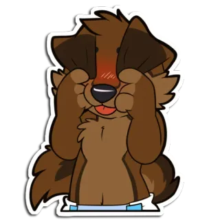 🙈 furry, dog, canine, shy, blushing, cartoon, cute, diaper telegram sticker
