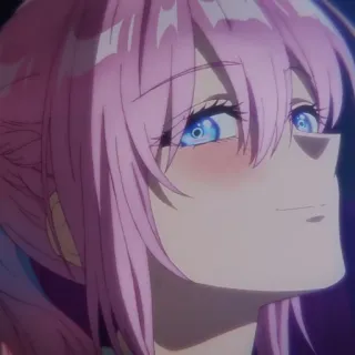 🌷 Anime, rosa Haare, blaue Augen, weiblich, niedlich, Cartoon, Sticker telegram sticker