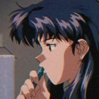 🦋 Misato Katsuragi Neon Genesis Evangelion anime, character, Misato, Evangelion, toothbrush telegram sticker