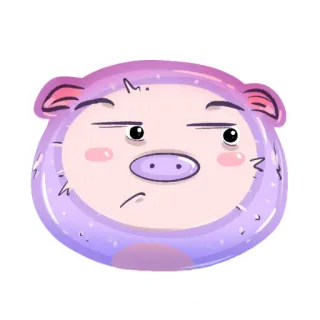 😒 cerdo, dibujo animado, animal, pegatina, cara, expresión whatsapp sticker