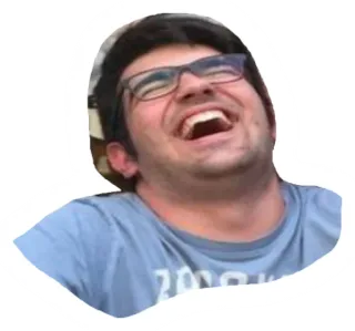 😂 mann, lachen, gesicht, porträt, brille, glücklich telegram sticker