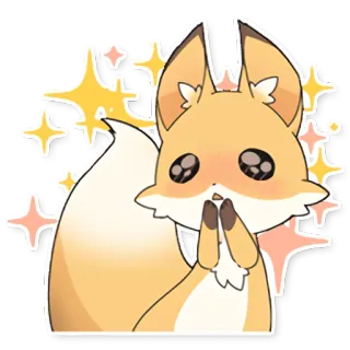 😊 fuchs, süß, tier, kawaii, glitzernd, cartoon whatsapp sticker