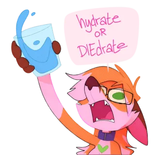 🌊 hydrate OR DIEdrate Увлажнять, Вода, Мультфильм, Животное, Напиток whatsapp sticker