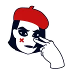 😑 beret, gesture, offensive, face, art telegram sticker