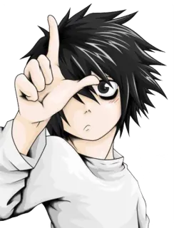 😒 L Lawliet Death Note anime, death note, l, l lawliet, loser sign, character telegram sticker