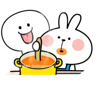 ✳️ edited rabbit Smileperson thỏ, nấu ăn, dễ thương, hoạt hình, đồ ăn telegram sticker