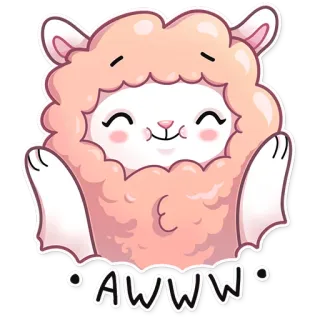 ☺️ AWWW süß, Lama, Cartoon, kawaii, Schaf, niedlich, flauschig whatsapp sticker
