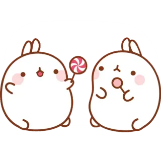 🍭 molang, bunny, cute, lollipop, kawaii, friendship telegram sticker