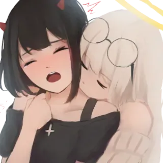 😘 アニメ, カートゥーン, 女の子, 悪魔, 天使, 可愛い telegram sticker