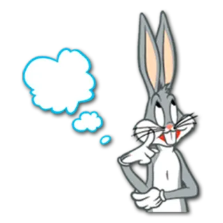 💭 Bugs Bunny Looney Tunes cartoon, rabbit, looney tunes, bugs bunny, thinking, idea telegram sticker
