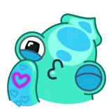 😘 süß, Liebe, Herz, Kuss, Cartoon, Blob, blau telegram sticker