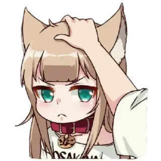 😒 OSAKA☆ Аниме, Девочка, Кошачьи уши, В замешательстве, Милая, Осака telegram sticker