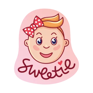 👧 Sweetie sweet, girl, cute, cartoon, bow, face telegram sticker