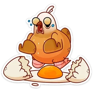 😭 pollo, huevo, gracioso, dibujos animados, pegatina telegram sticker