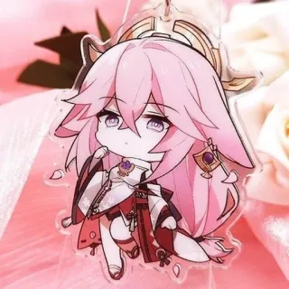 🤔 Yae Miko Genshin Impact 动漫, 原神, 八重神子, 游戏, Q版, 角色, 贴纸 telegram sticker