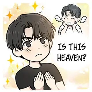 💭 IS THIS HEAVEN? heaven, angel, sparkles, cute, cartoon, question telegram sticker