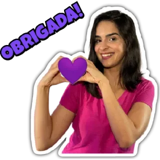 💜 OBRIGADA! thank you, woman, heart, purple, gratitude, appreciation telegram sticker