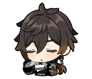 ☕️ Zhongli Genshin Impact anime, game, genshin, zhongli, chibi telegram sticker