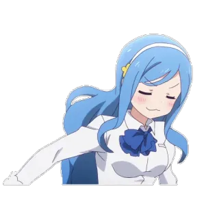 😊 动漫, 女孩, 可爱, 蓝发, 校服 whatsapp sticker