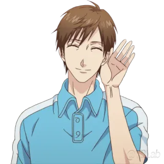 👂 anime, man, character, waving telegram sticker