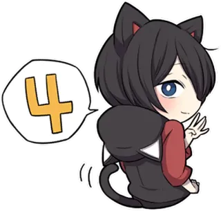 ⚪ 4 고양이, 애니메이션, 귀여운, 숫자, 치비 telegram sticker
