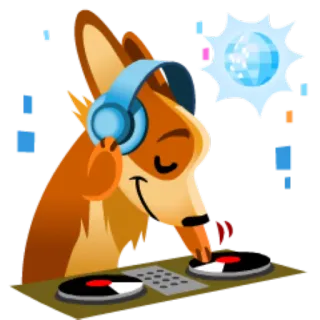 🎵 zorro, dj, música, auriculares, fiesta telegram sticker