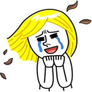 😇 ร้องไห้, อารมณ์, น้ำตา, เศร้า, การ์ตูน, ผู้หญิง telegram sticker
