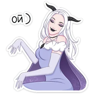 😊 ой demon, vrouwelijk, hoorns, duivel, cartoon, anime, tekening, personage telegram sticker