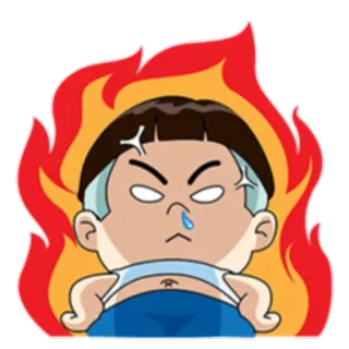 😡 漫画, 怒り, キャラクター, 炎, 感情, イラスト telegram sticker