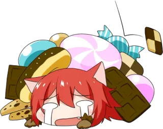 😭 Anime, Chica gato, Llorando, Dulces, Postre, Kawaii telegram sticker