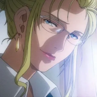 😊 Balalaika Black Lagoon Anime, Brille, Blond, Boss, Grinsen whatsapp sticker