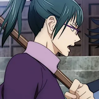 💫 Maki Zenin Jujutsu Kaisen anime, jujutsu kaisen, weapon, maki zenin, violence, military telegram sticker