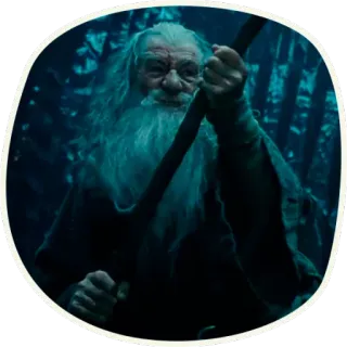 😠 Gandalf The Lord of the Rings 마법사, 판타지, 마법, 늙은, 지팡이 telegram sticker