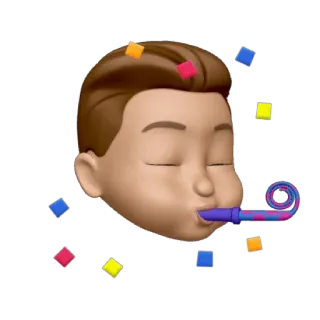 🥳 celebration, party, confetti, Memoji, birthday, festive, blowing horn telegram sticker