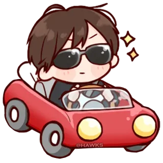 💞 cartoon, car, driving, sunglasses telegram sticker