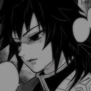 🕳 Giyu Tomioka Demon Slayer Anime, Manga, Giyu Tomioka, Demon Slayer, Personaggio, Bianco e nero telegram sticker