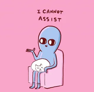 🤷‍♀️ I CANNOT ASSIST エイリアン, 猫, 面白い, 漫画, ミーム telegram sticker