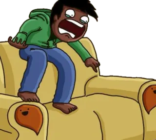 😵 Dibujo animado, Sofá, Asustado, Impactado, Miedo, Personaje whatsapp sticker