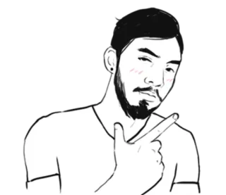 😏 man, person, beard, pointing, illustration, sketch telegram sticker