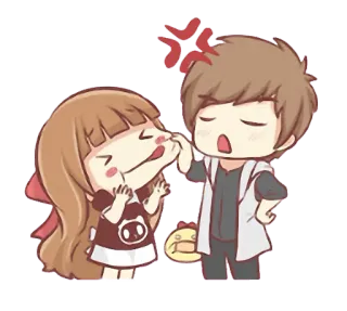 😶 Cartoon, Paar, Wütend, Verspielt, Chibi, Süß telegram sticker