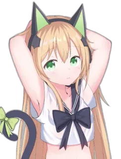 😍 anime girl, cat ears, cute, kawaii, anime, manga, school uniform whatsapp sticker