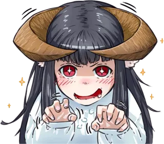😍 anime girl, monster girl, horns, cute, fantasy telegram sticker