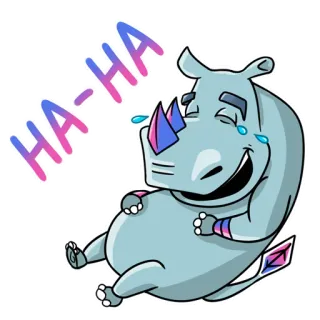 😆 HA-HA rinoceronte, ridere, cartone animato, animale, divertente, umorismo, adesivo whatsapp sticker