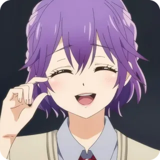 ⭐️ anime, ragazza, capelli viola, sorridente, allegra telegram sticker