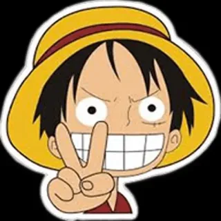 ✌️ Luffy One Piece Anime, Sticker, Monkey D. Luffy, Cappello di paglia, One Piece, Cartone animato whatsapp sticker