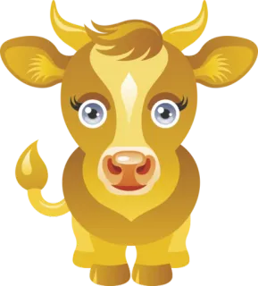 ♉ Koe, Dier, Boerderij, Cartoon, Leuk telegram sticker
