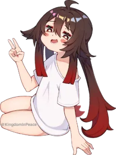 ✌ Hu Tao Genshin Impact @KingdomInPeace animé, Genshin Impact, Hu Tao, mignon, signe de paix, kawaii, jeu vidéo whatsapp sticker