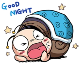 😴 GOOD NIGHT siput, selamat malam, imut, mengantuk, kartun, bintang whatsapp sticker