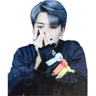 😶 人物, 青髪, K-POP, 歌手, 男性, ポートレート telegram sticker